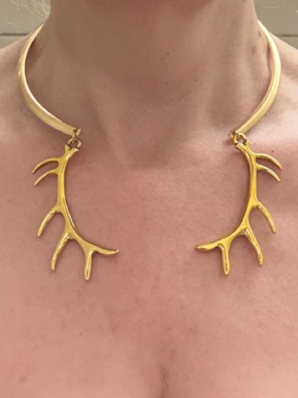 Hand-Crafted Gold Choker With Antlers